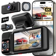 REDTIGER F17 & CPL 4K 3 Channel Dash Cam, 5GHz WiFi Built-in GPS with 64GB Card, 2160P+1080P+1080P F