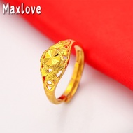 Gold 916 Original Singapore Rings for Women Simple Fashion Jewelry Birthday Gift Adjustable Couple Ring Korean Style