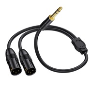 6.35mm TRS Male Plug to 2 Dual XLR Male Microphone Stereo Unbalanced Audio Converter Adapter Y Split