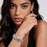 S925 Silver Hip-Hop Four-Leaf Clover Cuban Chain,  20mm Moissanite Bracelet Outfits or Party Gift fo