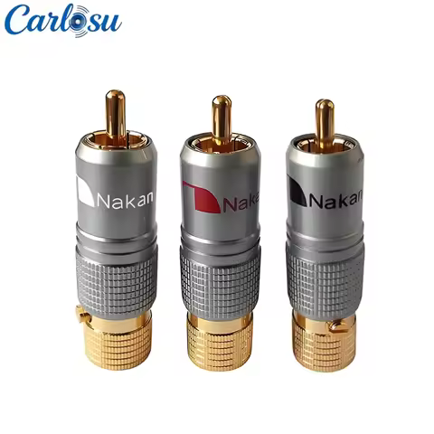 Nakamichi Premium Solderless Gold Plated Solid Copper RCA Lotus Plug For DIY High Fidelity Audio Sig