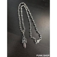 Necklace 925 Silver Cross Flower Double Sided Sword Necklace 0209