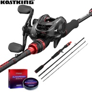 KastKing Fishing Rod and Reel Combo Set Max Steel Portable 4 Sections Fishing Rod with Max Steel Baitcasting Reel and SuperPower 137m PE Braided Fishing Line for Freshwater Salwater Bass Pike Fishing