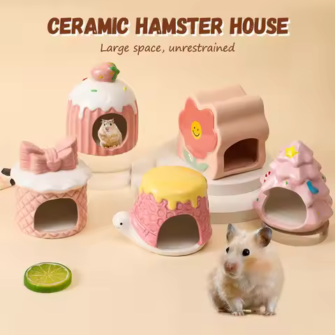 Ceramic Hamster House for Small Animals Outdoor Mushroom Cave Small Animal Food for Home Hamster Kee