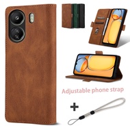 Wallet Casing For Xiaomi Poco C65 Flip Leather Case Magnetic Card Slot Bracket Cover with Adjustable