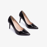 Office high heels, shiny leather, 8cm stiletto heels