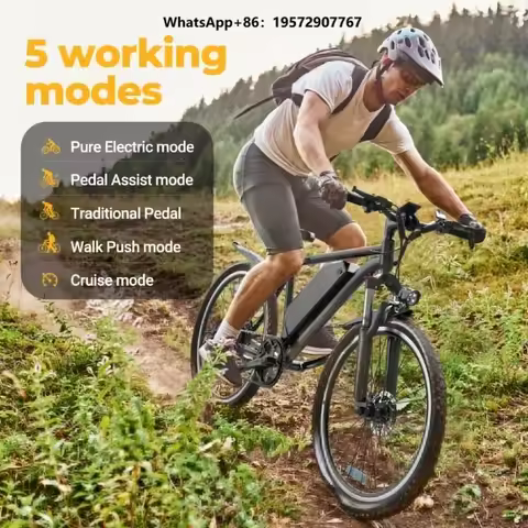 26 Inch Electric Mountain Bike 350W Motor 48V 9Ah Battery Full Suspension Ebike USA Germany Local Wa