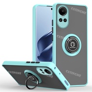 OPPO Reno10 10Pro 2023 Phone Case Hard PC Matte Camera Shockproof Casing For Oppo Reno 10 Reno10 Pro Reno10Pro 10Pro + Plus 5G Car Magnetic Holder Ring Protect Back Cover
