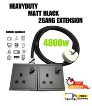 (READY STOCK) HEAVY DUTY 2 GANG / WAYS EXTENSION WIRE CROWN CM613S MATT BLACK 13A S/S C/W FAJAR TRS