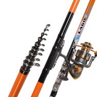 Classic Design New Design Orange Carbon Spinning Fishing Rod 2.7 3.6 4.5 5.4 6.3m Telescopic Rock Fi
