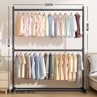 LG 200cm Rak Gantungan Baju Besi 2 Susun Rak Gantungan Baju Toko Stand Hanger Gawang Jemuran Pakaian