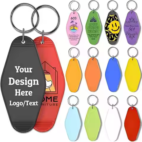 Personalized Custom Hotel Motel Keychain, Vintage Motel Keychain Bulk with Logo/Text, Acrylic Keycha