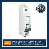 SCHNEIDER MCB 6 KA IC60N 1P 16A A9F74116 Mini Circuit Breaker Electric Standard SNI ORIGINAL