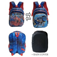 Children School Bag FREE RAINCOVER Backpack SD Sequins USAP Changed Images SPIDERMAN V BATMAN C4K8 C