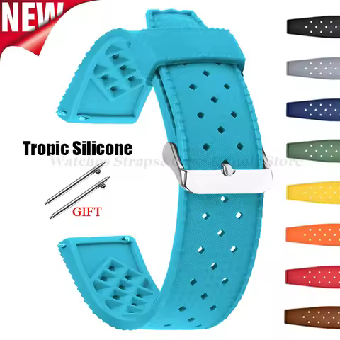 Premium Grade Tropic Silicone Watch Strap 20mm 22mm For Seiko For Oris For Omega Quick Release Divin