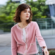 [en-suey Silver Spike] Chanel Style Sweater Jacket-Pink/Beige 4813-2214