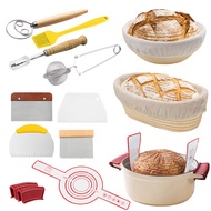 Banneton Bread Proofing Basket Set with Silicone Dough Sling, 9" Splinter-Free Proofing Basket, Non-