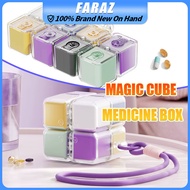 Creative Rubik's Cube Pill Box Magic Cube Medicine Box Portable Weekly Medicine Storage Box