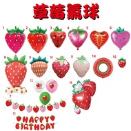 ★Ready Stock-Taiwan★Strawberry Balloon Balloon 4D Fruit Balloon Number 1 Birthday Decoration Standin