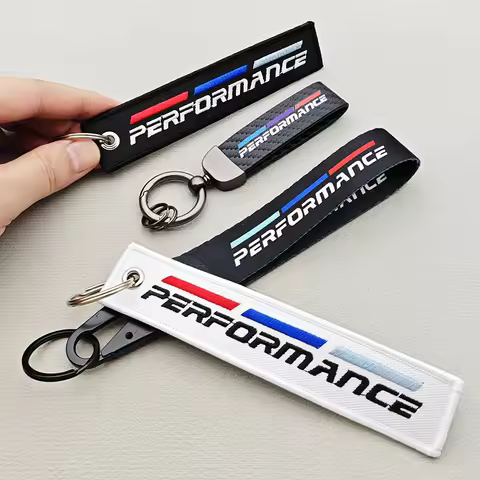 1pcs Performance Logo Lanyard Nylon Car Keychain for BMW M Performance E90 E60 E46 E39 E60 F10 F20 F