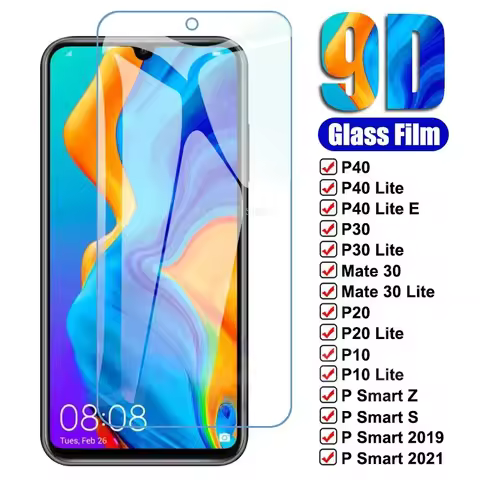 2Pcs 9D Tempered Glass For Huawei P30 P40 Lite E Screen Protector P20 Pro P10 Mate 30 Lite P Smart Z