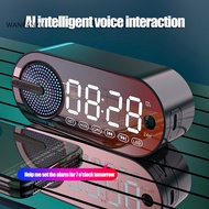 wanpanyu Intelligent Alarm Clock Bluetooth-compatible Speaker Alarm Clock Bluetooth Speaker Alarm Clock with Voice Control and Usb Charging Portable Digital Clock for Bedroom