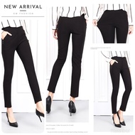 SIDE BUTTON DETAILED BLACK WORK PANTS [P21181]