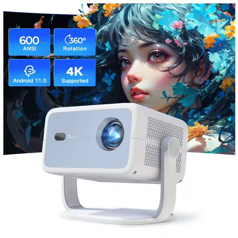 600ANSI L018 4K Native Portable Projector 1080P Auto Focus Keystone Correction Android 11 BT5.2 WIFI