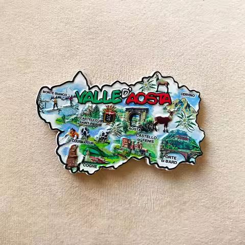 Italy Valle d'Aosta 3D Resin Fridge Magnet - Showcases Mont Blanc, Cervino & Castles | Cute Magnets 