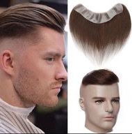 HAIR CARE 🗣男裝真髮髮片Forehead Hairline Toupee for Men 增髮片 補髮片 啡色 瀏海背頭髮際線假髮貼