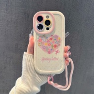 OPPO Love Flower Case with Hand Strap Phone Case Suitable for A3S/A15/A16/A17/A9/A94/A53/A54/A55/A57