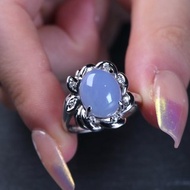 紫羅蘭翡翠蛋面戒指 PT900白金鑽石 | 天然緬甸玉翡翠A貨 | 送禮