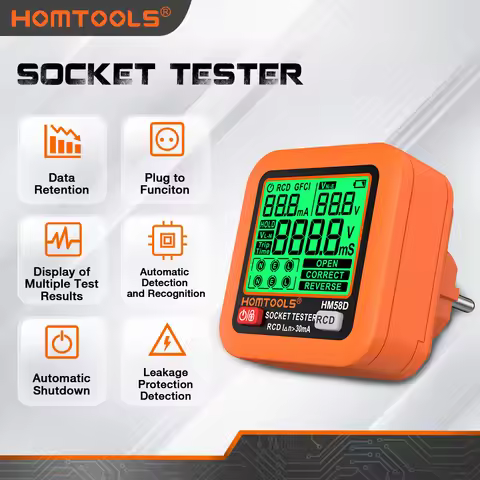 Homtools HM58 Digital Socket Tester Smart Voltage Detector Multi-Function Electroscope Socket Tester