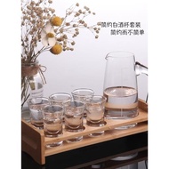 中式家用玻璃小白酒杯烈酒杯分酒器云吞杯子彈杯創意shot杯架套裝