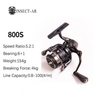 【TRAINFIS】INSECT-AR Refinement Spinning Fishing Reel 800/1000 Full Metal Reel 5.2:1 High Gear Ratio 