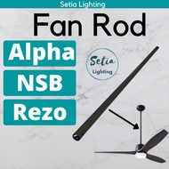 Long Ceiling Fan Rod Alpha NSB Rezo 1 2 3 4 5 Feet Matt Black Besi Kipas Pangjang 加长风扇铁