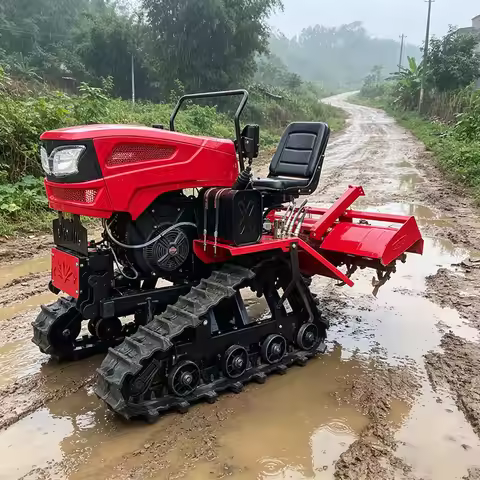 Customized Crawler plowing machine & rotary tiller, 60 HP tractor, upgraded multifunctional mini-til