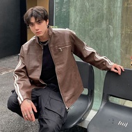 Clemine  แจ็กเก็ตหนังสุดหล่อของแจ็คเก็ตรถจักรยานยนต์ผู้ชายแจ็กเก็ตหนังหนังแท้วินเทจอเมริกันเสื้อแจ็ค