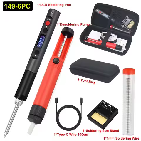 NEWACALOX 65W LCD Soldering Iron Kit Type-C Fast Heat Soldering Pen Adjustable Temperature 180-500℃/