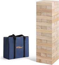 Offelec Large Tumble Tower Game, Giant Wooden Blocks Lawn Yard Games 1.8 FT Tall Grows to 3.6 FT wit