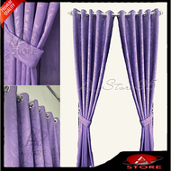 Gorden jendela Hordeng pintu Minimalis 10 ring 5 gelembung corak bunga warna Ungu muda