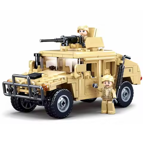 SLUBAN WW2 Military Humvee Jeep H1 Army Friends Car Mould King Building Bricks Classic Moc Blocks Ac