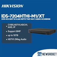 HIKVISION IDS-7204HTHI-M1/XT DVR 4CH 8MP 1U H.265 HDTVI TWO WAY AUDIO ACUSENSE