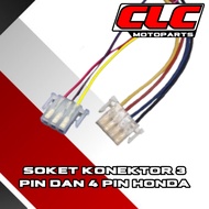 Connector Socket Universal Honda Dim Pass Beam Socket Connector 4 Pin & 3 Pin