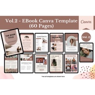 Ebook template canva (Vol.2), 60 Pages digital ebook template, canva template, workbook, business, m