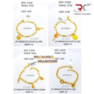 RANTAI TANGAN PAPERCLIP GTG KEY AND LOCK EMAS TULEN 916 GELANG FESYEN KEY LOCK EMAS 916 NEW FASHION 