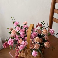 混色康乃馨 粉+膚色 提籃花 母親節花籃 鮮花提籃 母親節禮物