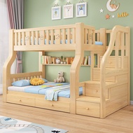 {Sg Sales} Double Decker Bed Frame Double Bed Loft Bed High Low Solid Wood Bunk Bed Children's Two-Layer Bed Height Bunk Bed Upper and Lower Bed Adult Bunk Bed Bunk Bed Ladder Bed