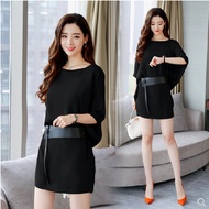 Alibaba Official Store 1688 Clearing Sale Womens Dress round Neck Batwing Sleeve Commute Style Korea