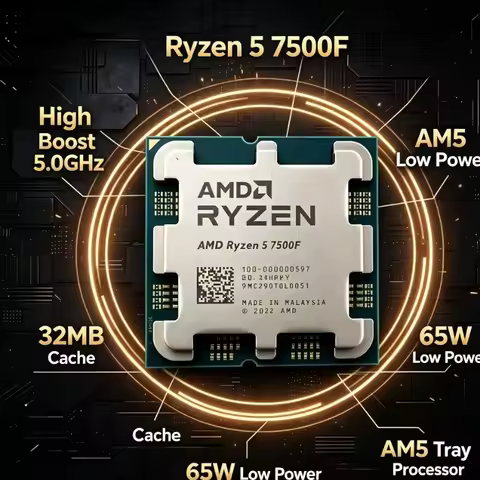 6 Core 12 Thread Game Processor R5 7500F Socket AM5 Low Wattage 65W Tray CPU Support For High Frame 